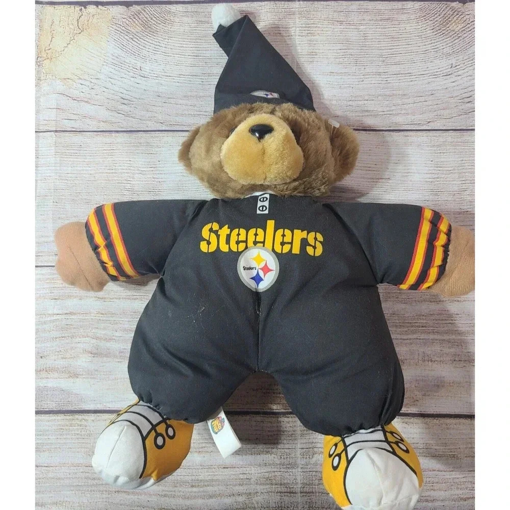 Vintage Good Stuff Plush Pittsburgh Steelers Stuffed Bear Animal Black Yellow